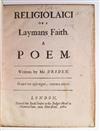 DRYDEN, JOHN. Religio Laici; or, A Laymans Faith. A Poem.  1682